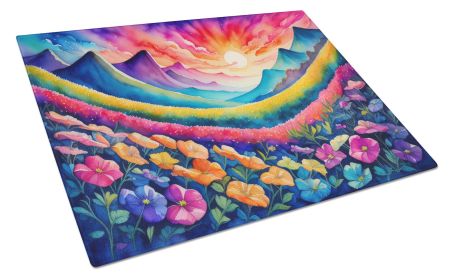 Petunias in Color Glass Cutting Board Decorative Tempered Glass Kitchen Cutting and Serving Board Large Size Chopping Board